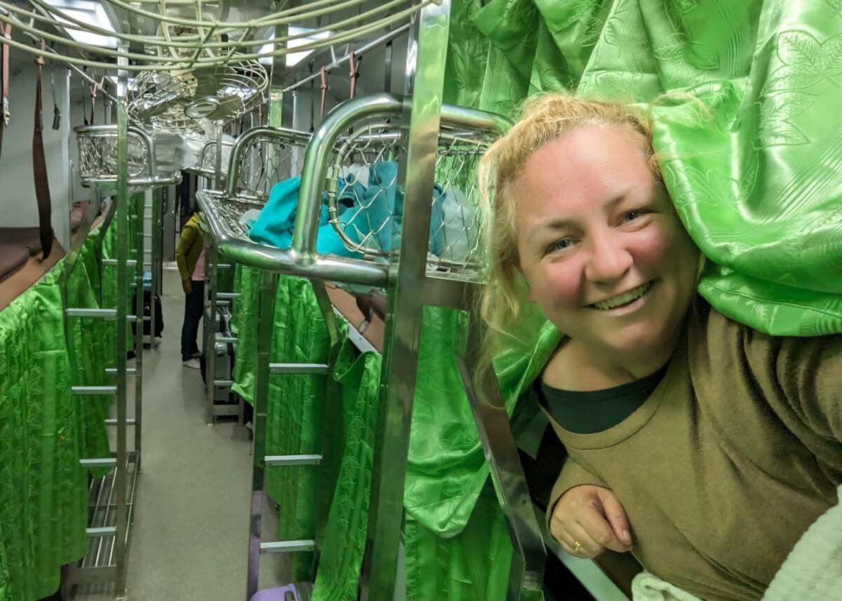 riding a sleeper train in Thailand