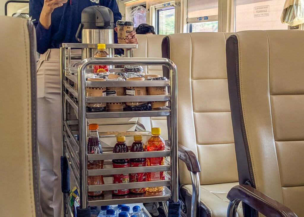 food trolley on Indonesian train