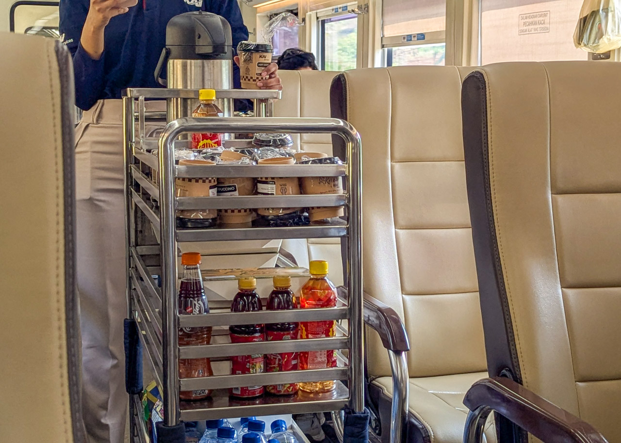 food trolley on Indonesian train